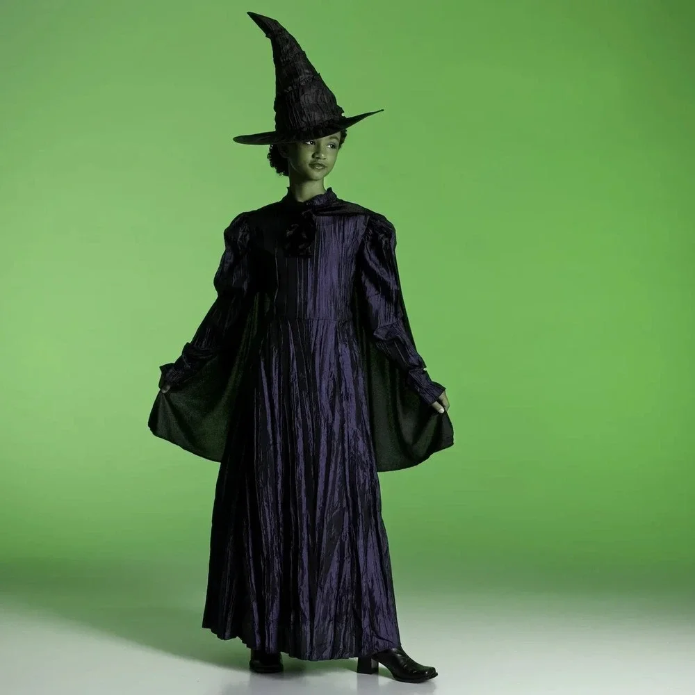 Wicked Movie Girls Costume 6-6X Deluxe‎ Elphaba Witch Costume With Hat Wizard Oz - Picture 6 of 11